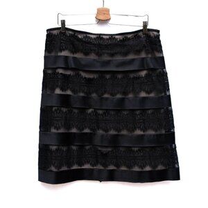 JS Collections Skirt 16 Black Satin Lace Over Fairy Grunge Witchy Whimsigoth‎